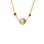 USC Trojans Chelsea Taylor SC interlock Circle Pendant Gold-Plated Brass Necklace